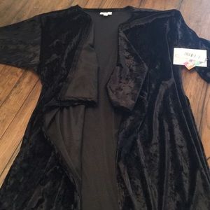 Solid Black Crushed Velvet Lularoe Elegant Shirley